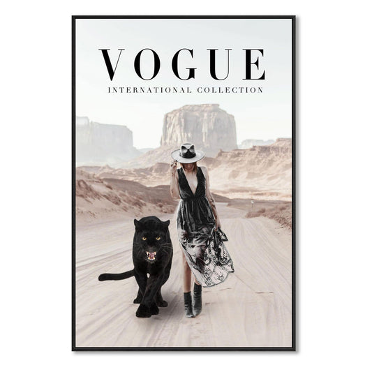 Vogue Black Panther Framed Canvas