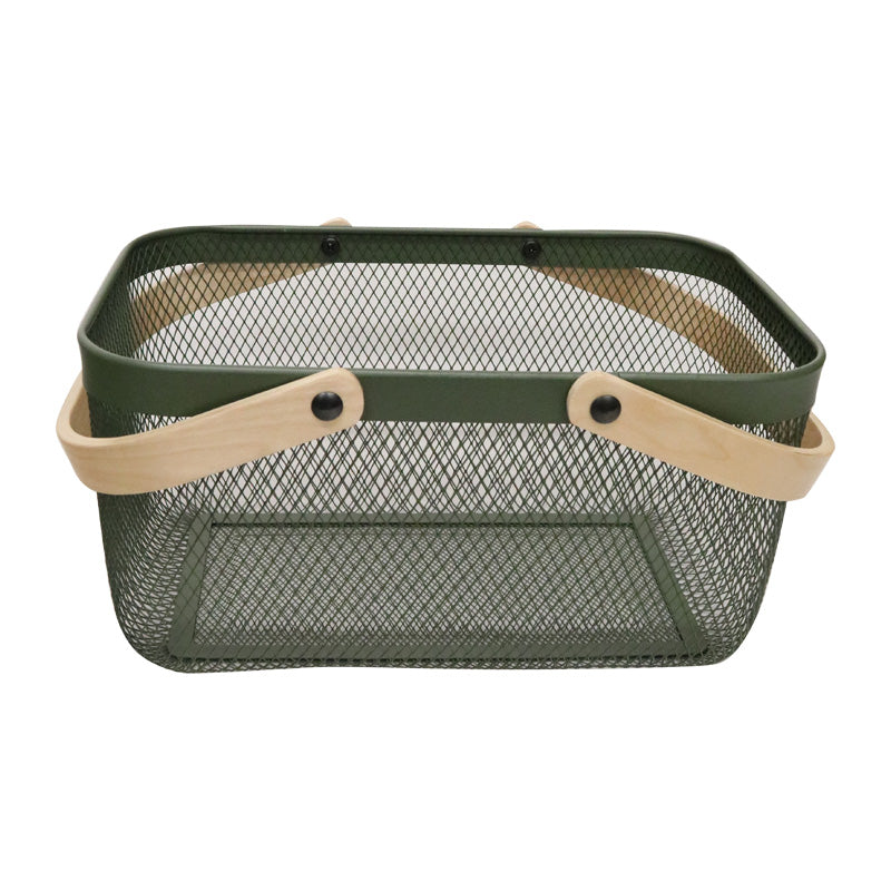 Mesh Harvest Basket with Handles - Green