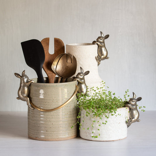 Gift boxed Set of 4 Bunnies - Pot Decor Bronze