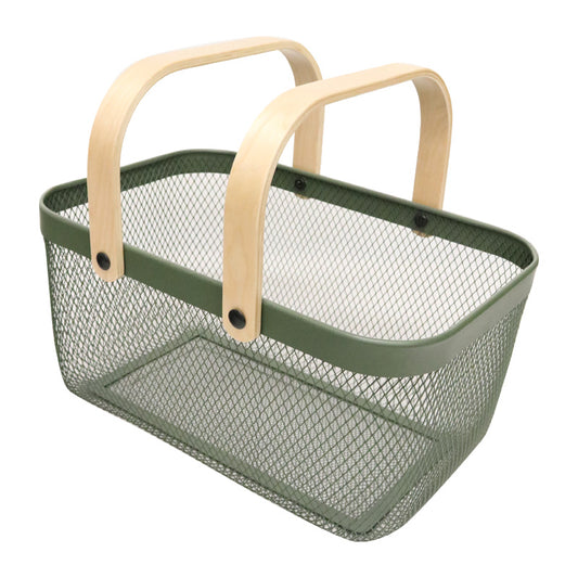 Mesh Harvest Basket with Handles - Green