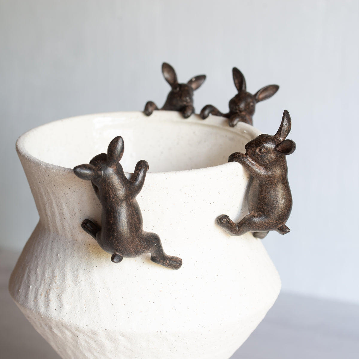 Rabbit Pot Ornament - Dark Brown