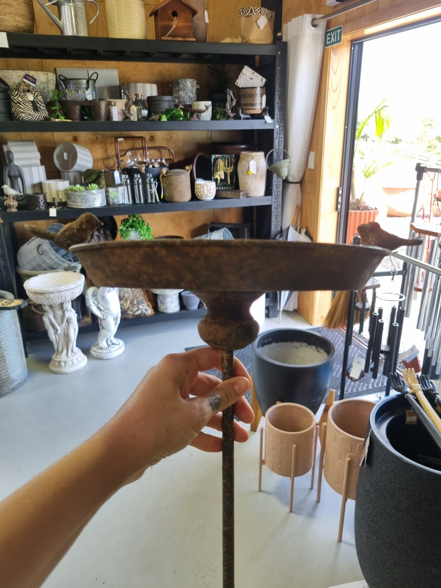 Rustic Metal Bird Plate Stake