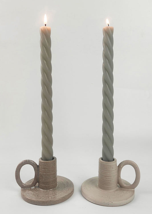 Swirl Taper Candles S/2 Smoke - Vanilla