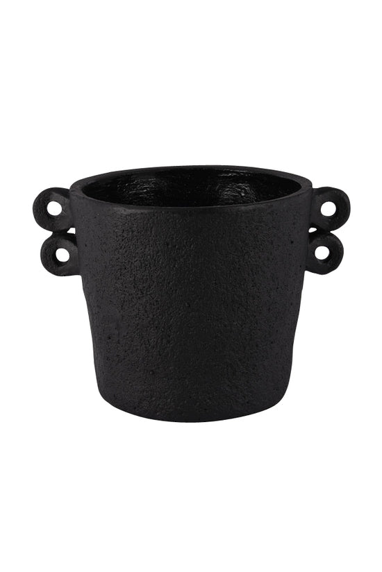 Double Handle Cement Planter - Black