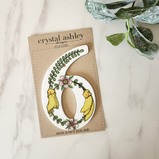 NZ Floral House Number - 6