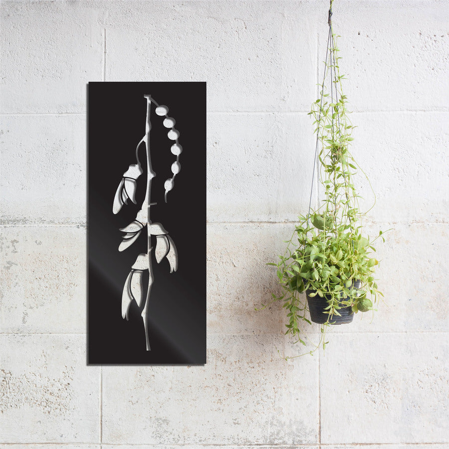 Kowhai Flower Art Panel - Brushed Silver
