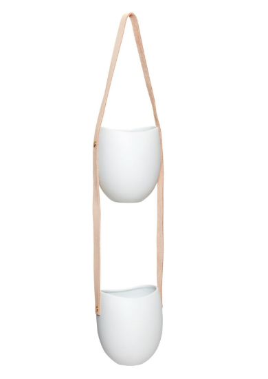 Leather and Ceramic Hanging Pots