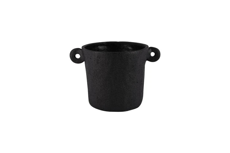 Side Handle Cement Planter - Black