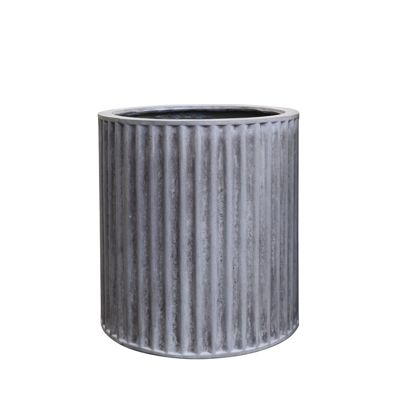 Piako Ribbed Cylinder Planter Small - Weathered Cement