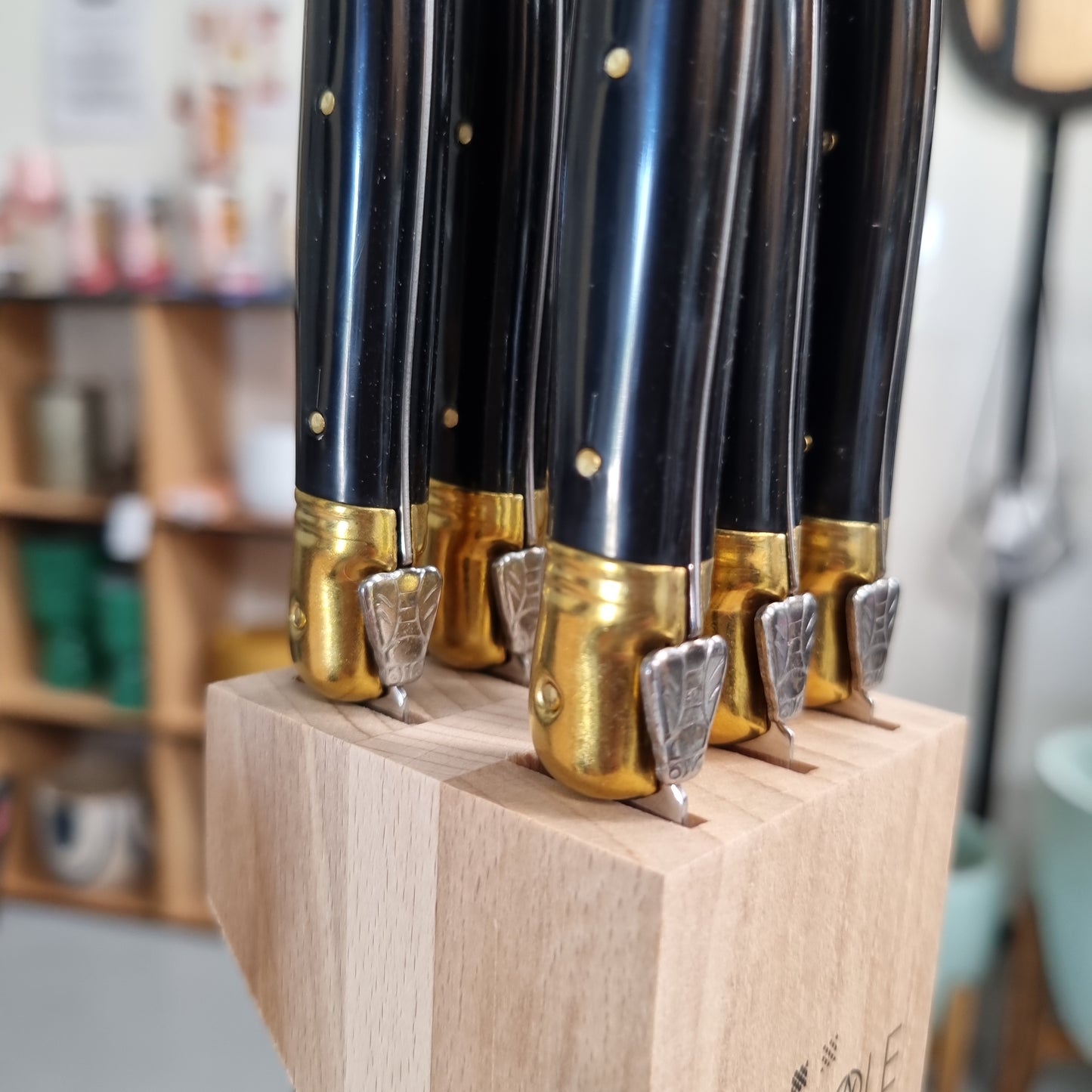 VERDIER Steak Knives - 6pc Black & Brass