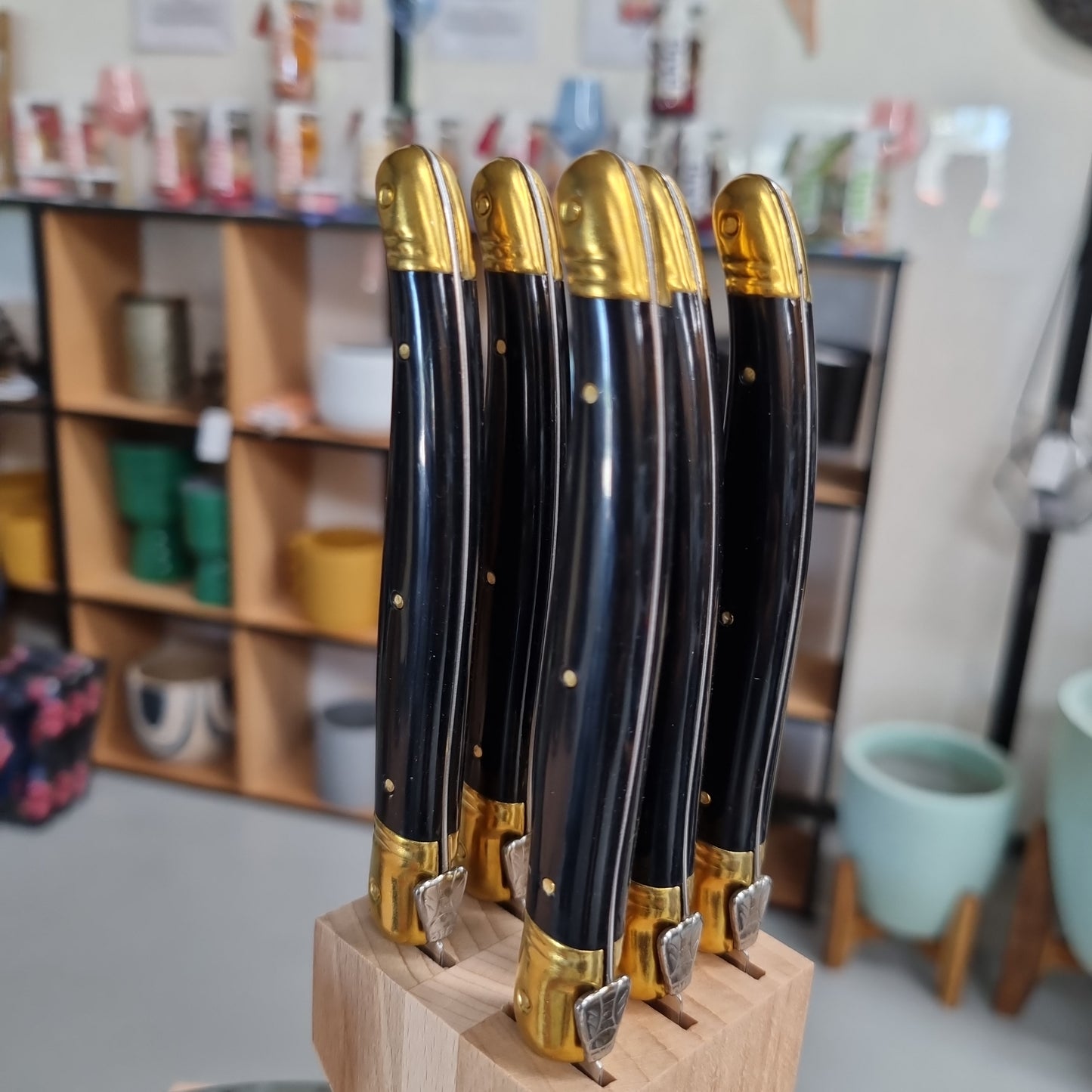 VERDIER Steak Knives - 6pc Black & Brass