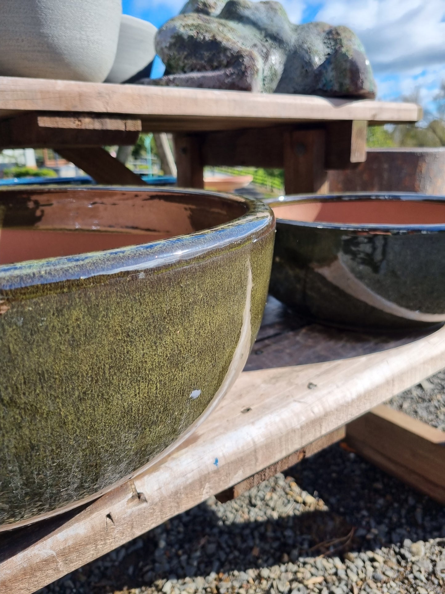 Deep Green Planter Bowls