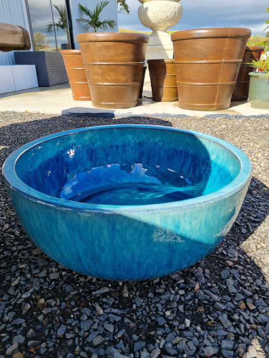 Glazed Blue Water Bowl
