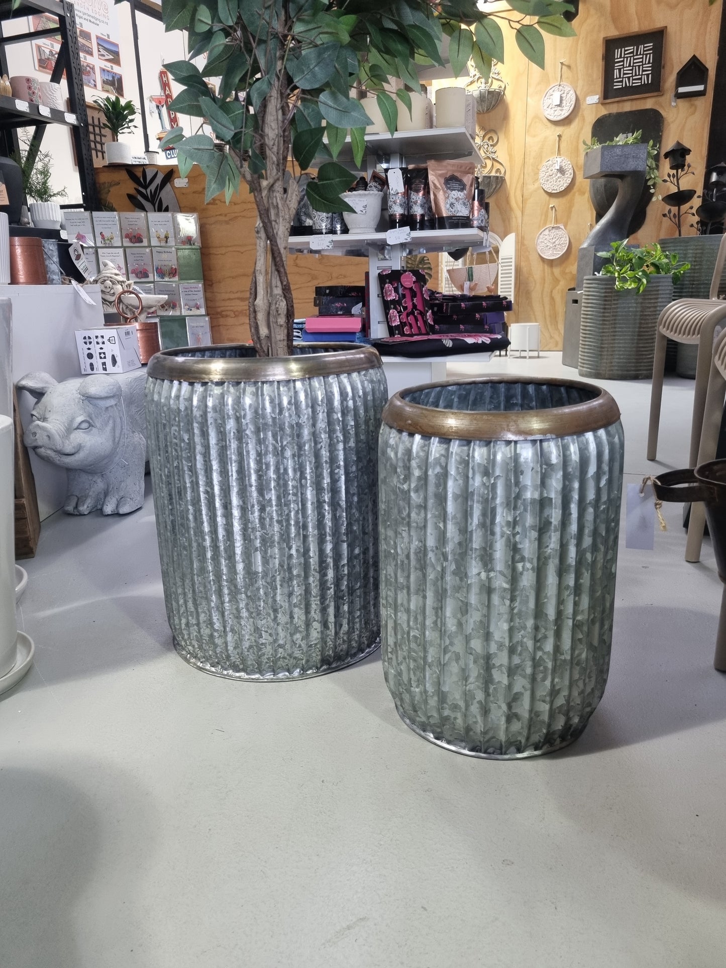 Miller Barrel Planters - Galvanised Metal