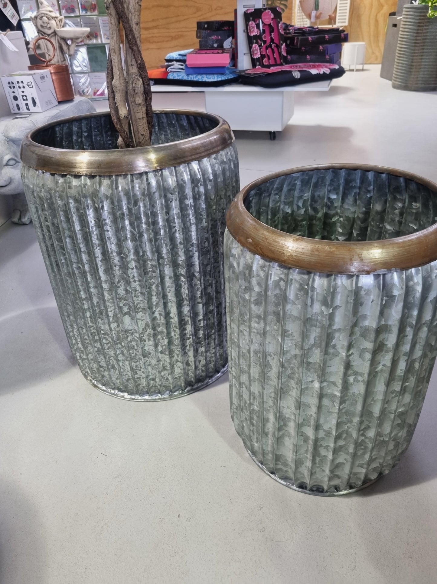 Miller Barrel Planters - Galvanised Metal