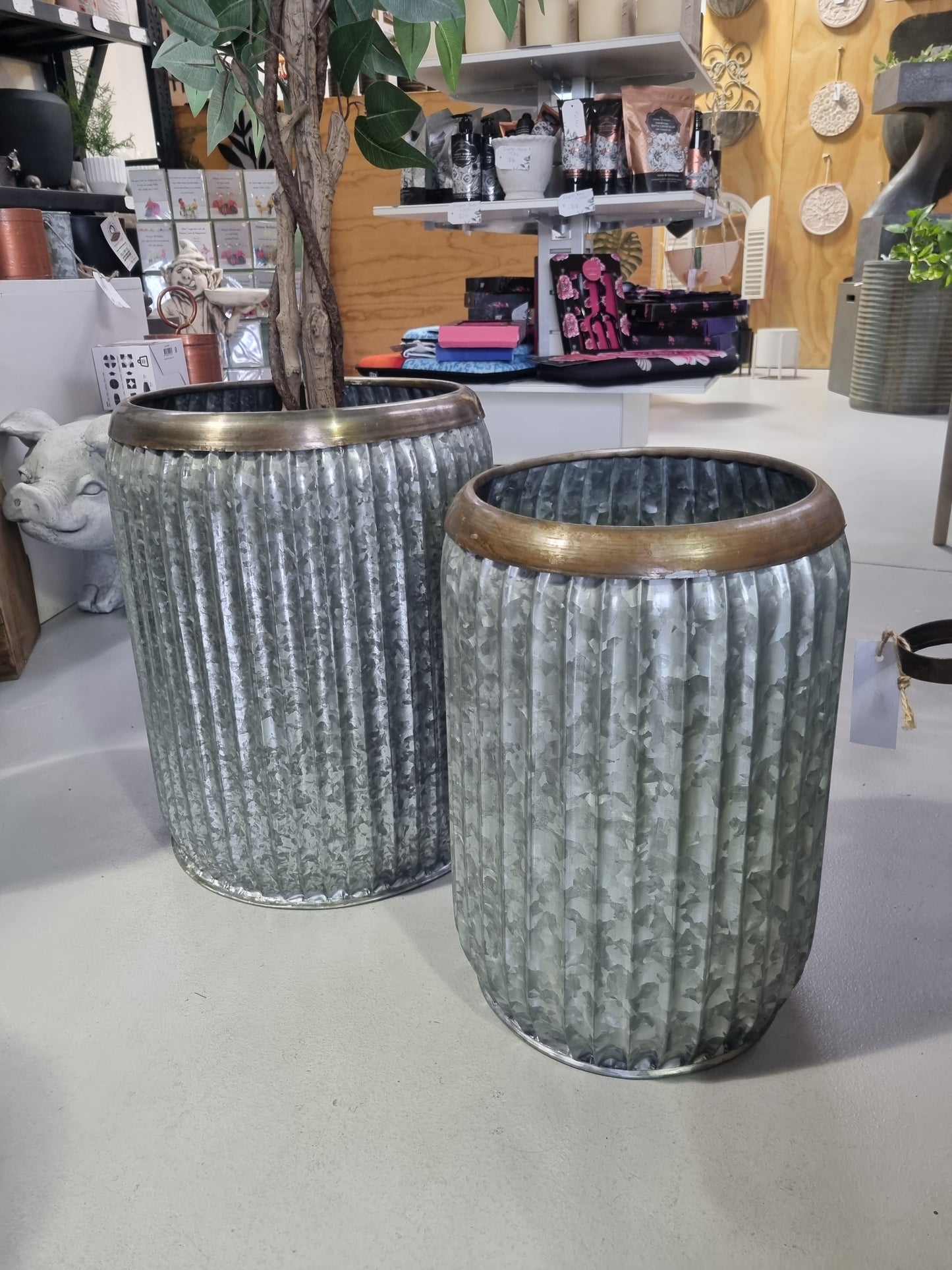 Miller Barrel Planters - Galvanised Metal