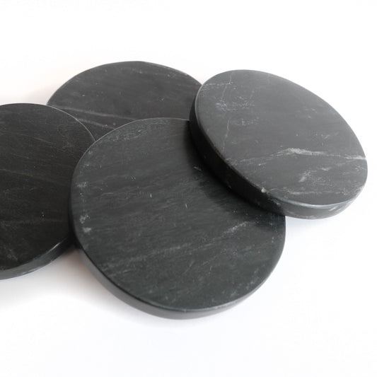 Black Marble Coasters - Set of 4