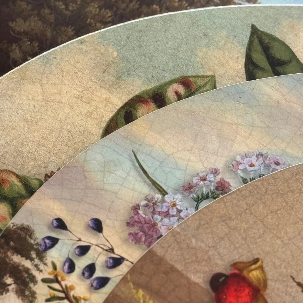 Tanya Wolfkamp Vintage Birds -  Oval Placemat Gift Set