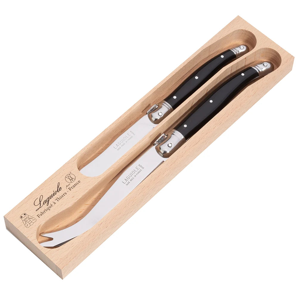 VERDIER Cheese Knife and Spreader - Black & Silver