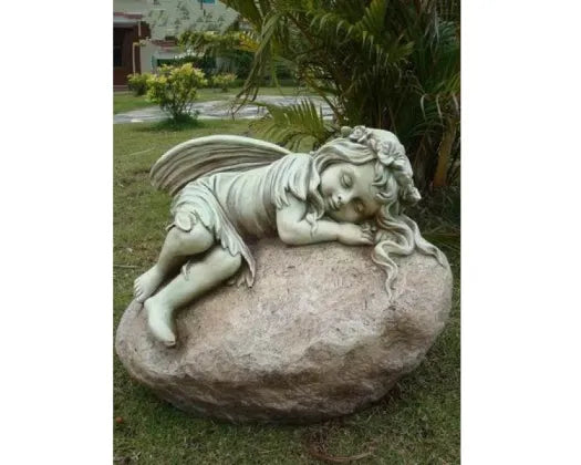 Garden Statue - Sleeping Fairy on Stone