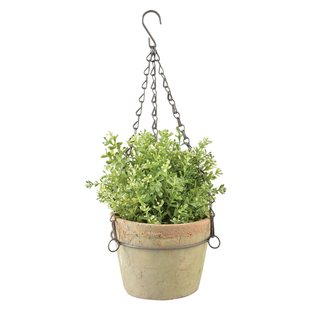 Hanging Terracotta Pot with Metal Frame - Large