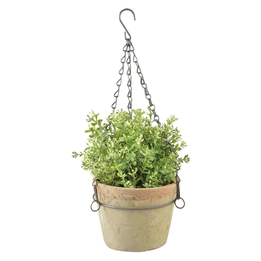 Hanging Terracotta Pot with Metal Frame - Large