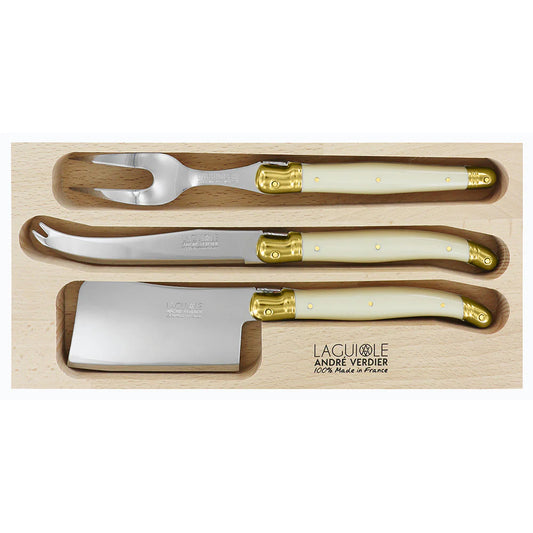 VERDIER CHEESE SET IVORY/BRASS 3PC