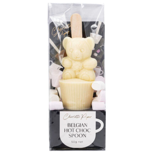 Belgian White Hot Chocolate Spoon -  Teddy Bear