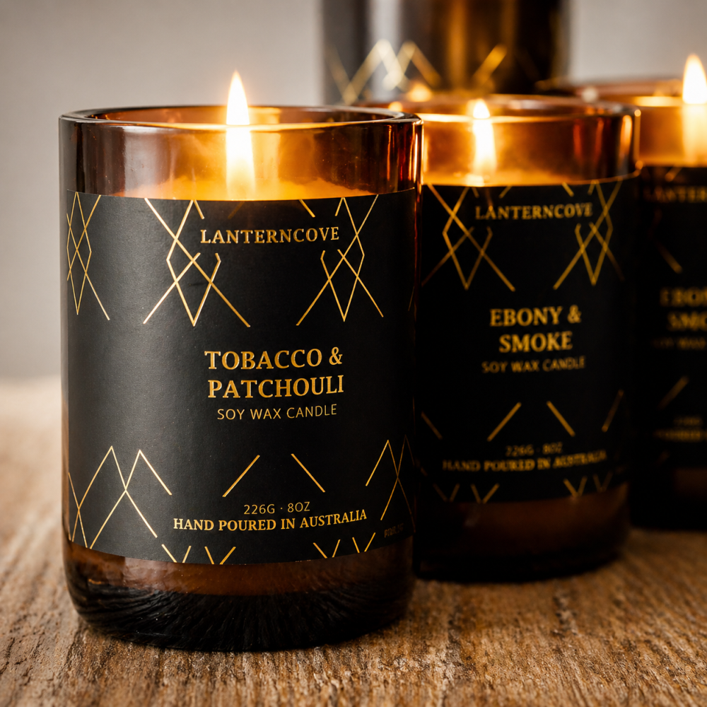 Lanterncove AMBERESQUE - Tobacco & Patchouli 226g Candle