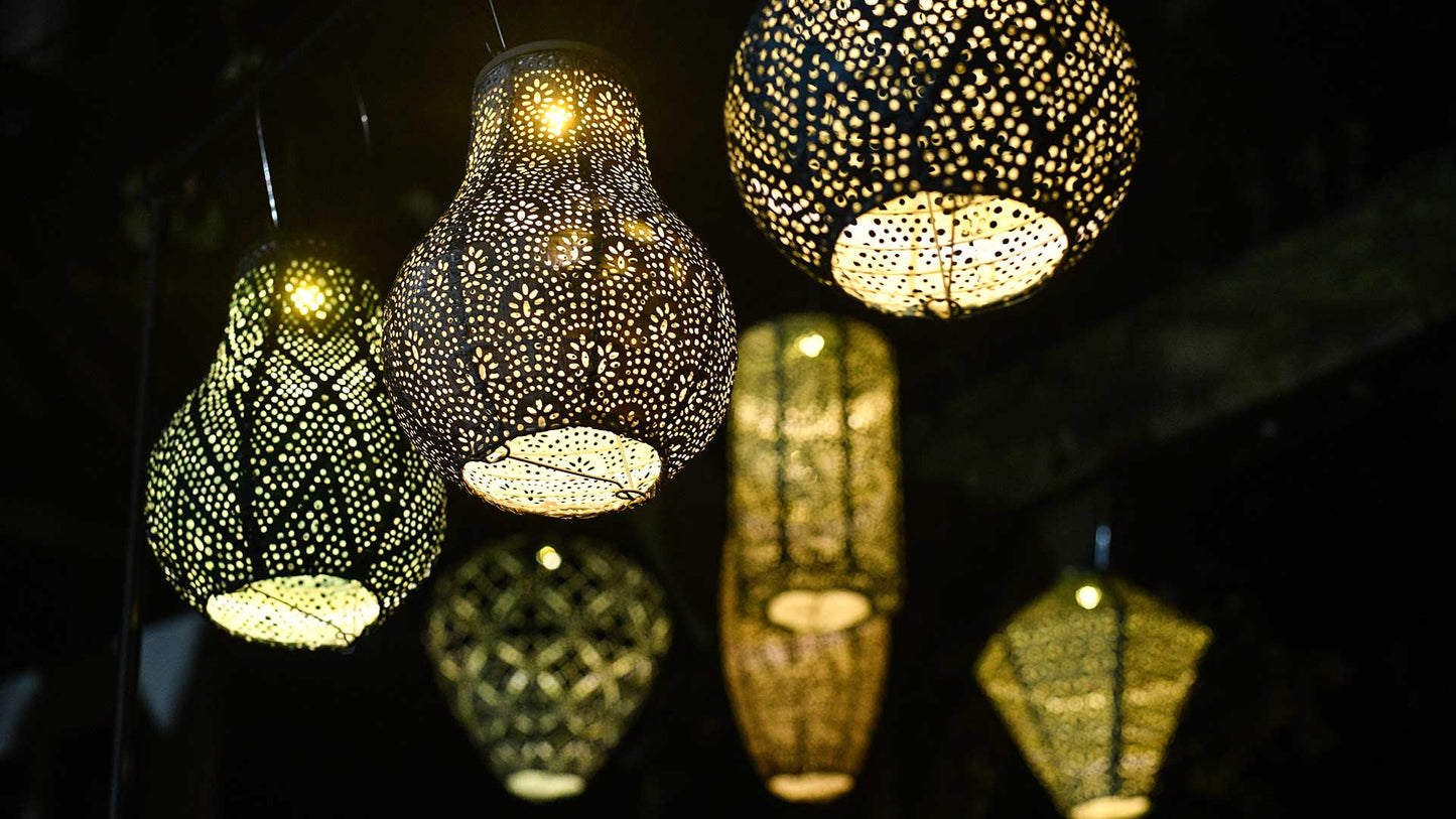 Lumiz Solar Lantern - Jar 30cm Gold Ikat