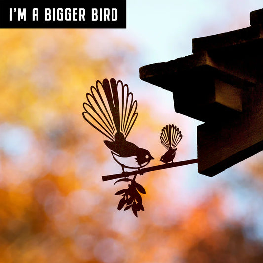 Metal Bird - Piwakawaka (Fantail) and Baby X-Large