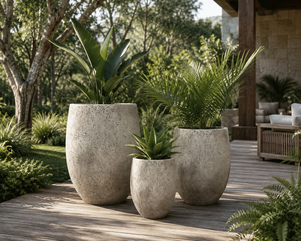 Stone Tall Pots - Beige