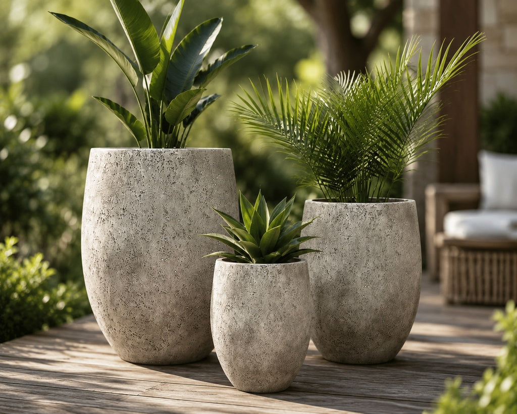 Stone Tall Pots - Beige