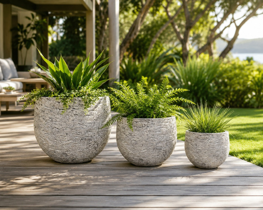 Stone Egg Pots - Grey