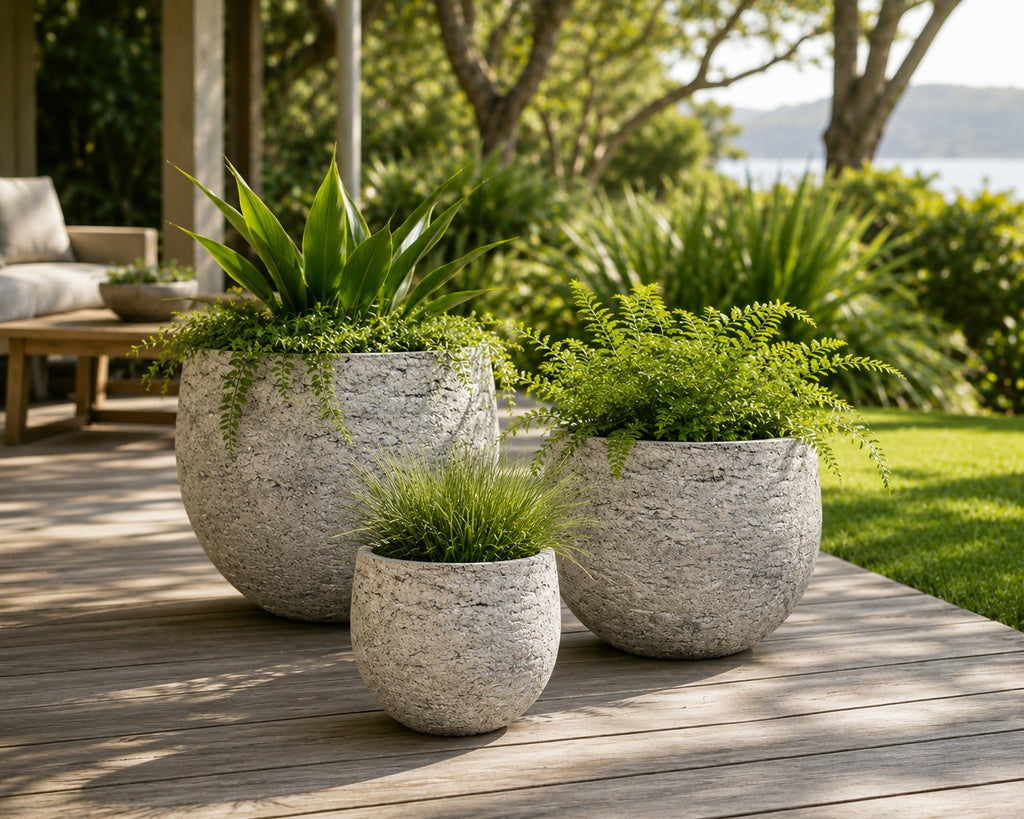 Stone Egg Pots - Grey