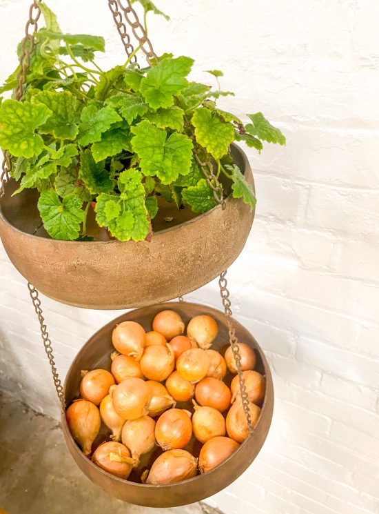 Vintage Metal Double Hanging Bowls