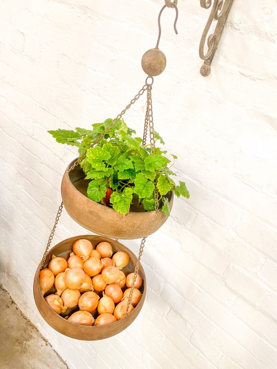 Vintage Metal Double Hanging Bowls