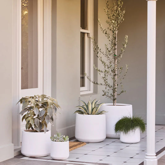 ModStone Cylinder Pot - White