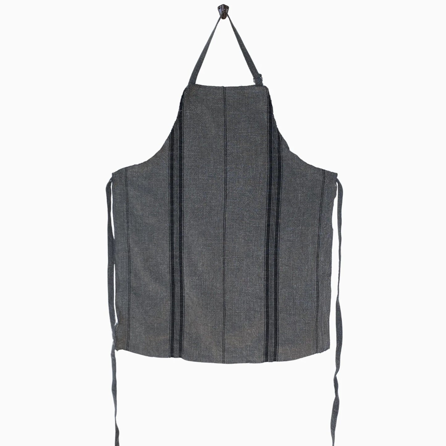 Madam Stoltz Striped Apron - Dark Grey