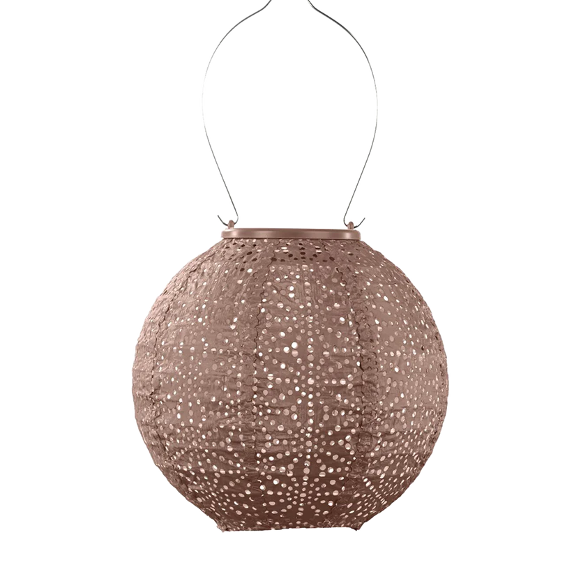 Lumiz Solar Lantern - Round 20cm Mocha Sashiko