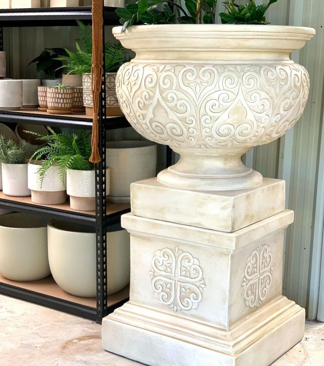 Renaissance Urn and Pedestal - Sandstone