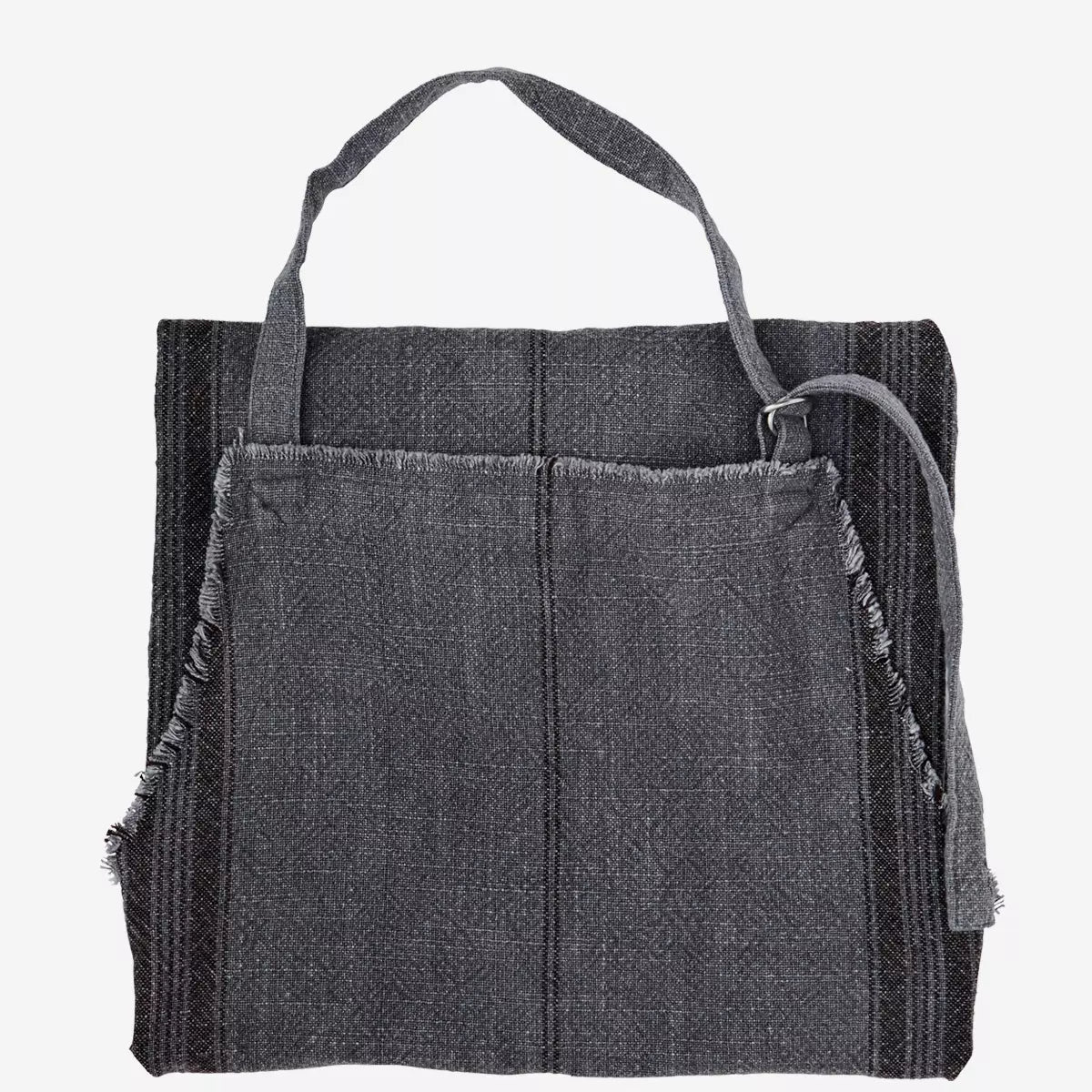 Madam Stoltz Striped Apron - Dark Grey