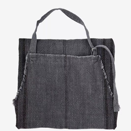 Madam Stoltz Striped Apron - Dark Grey