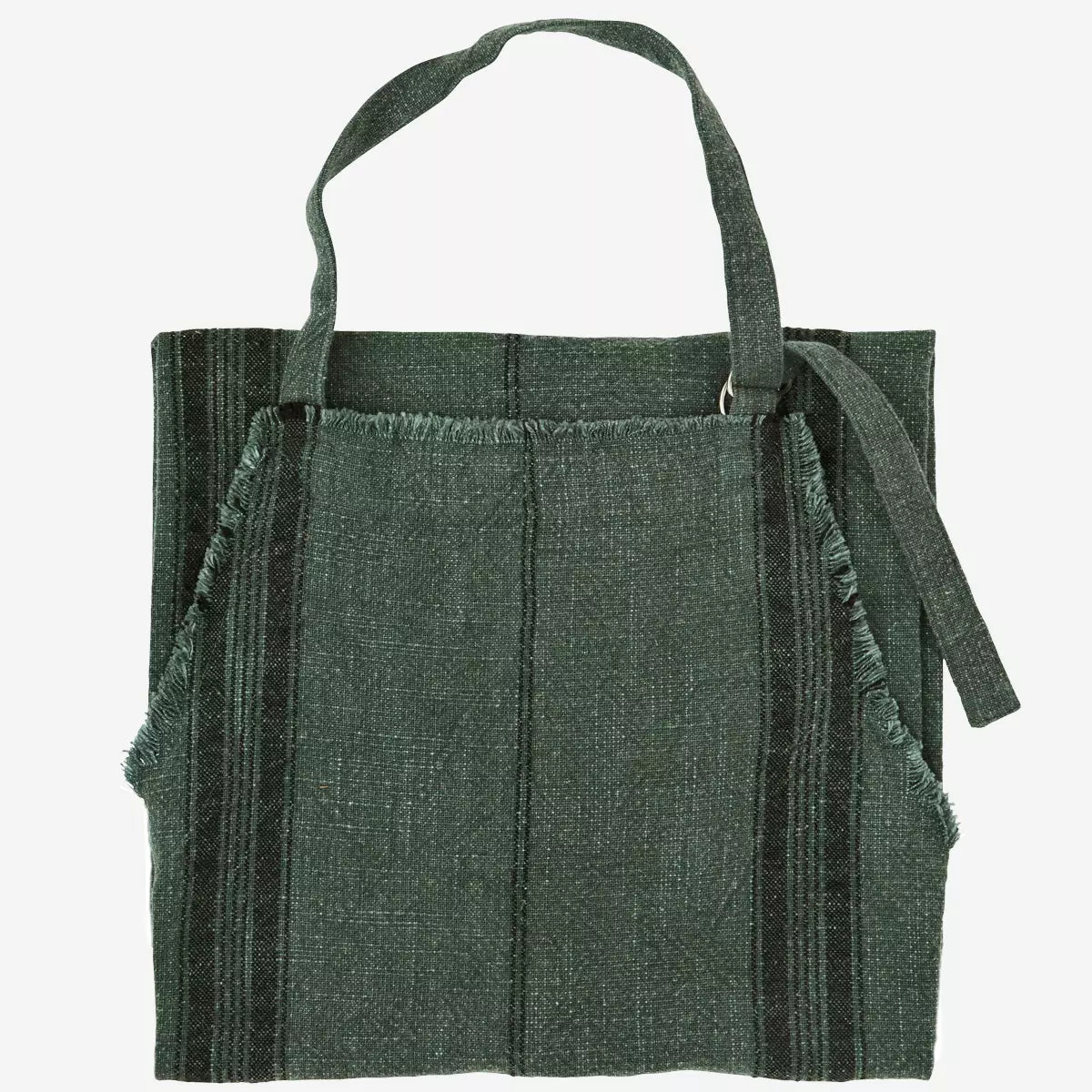 Madam Stoltz Striped Apron - Ivy & Black