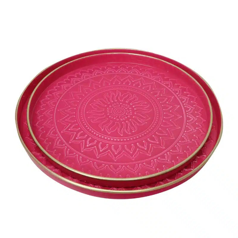 Aztec Metal Trays - Pink