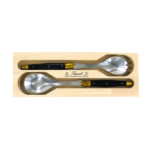 VERDIER Salad Servers - Black and Brass