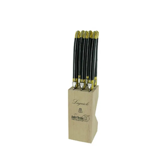 VERDIER Steak Knives - 6pc Black & Brass