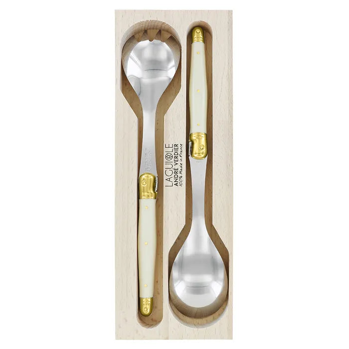 VERDIER Salad Servers - Ivory & Brass