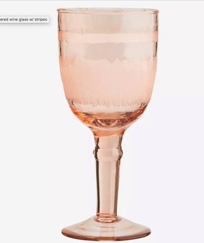 Hammered wine glass w Etching - Coral