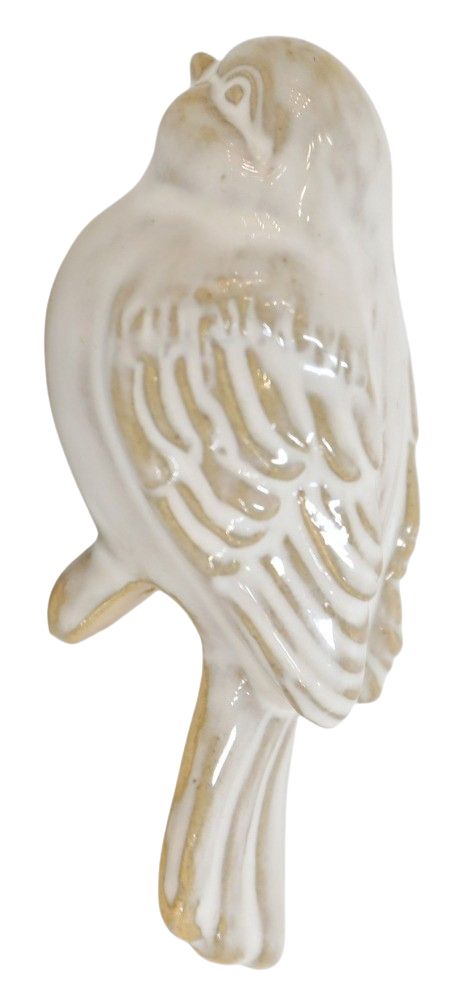 Pot Rim Decor - White Ceramic Bird
